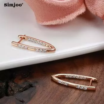 SIMJOO Простые V-образные серьги с цирконом из розового золота, стильный дизайн