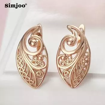 SIMJOO Простые женские серьги с геометрическим цветком розового золота цвета