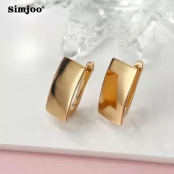 SIMJOO прямоугольные геометрические модные серьги из полированного розового золота цвета