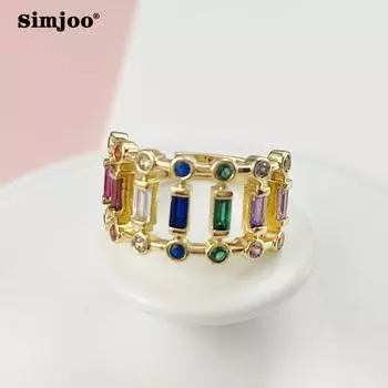 SIMJOO Rainbow, соответствующий дизайн отверстия в кольце из циркона, регулируется open