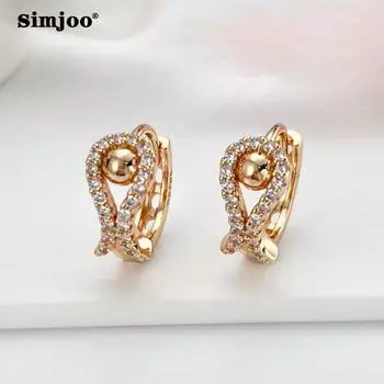 SIMJOO Романтические серьги цвета розового золота со стильными геометрическими бусинами и серьгами с цирконом