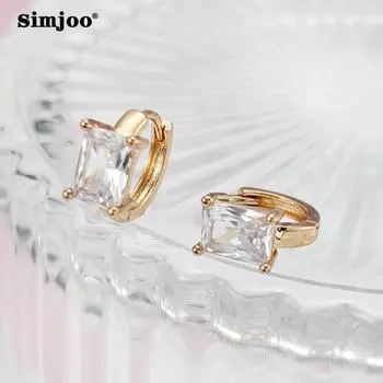 SIMJOO романтические серьги цвета розового золота, шикарные, простые, супер блестящие серьги с цирконом