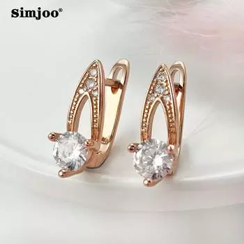SIMJOO розовое золото цвет поп серьги с цирконом модные простые серьги с цирконом