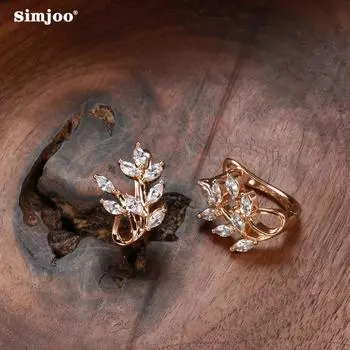 SIMJOO розовое золото, модный дизайн, серьги с цирконом для вечеринок для женщин