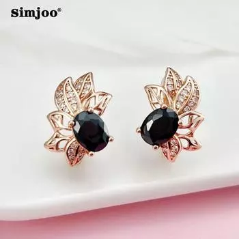 SIMJOO серьги цвета розового золота, модные серьги с маленькой золотой рыбкой и черным цирконом