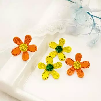 SIMJOO Серьги-цветы Серьги-лепестки Дизайн Цветочные шпильки Весенний стиль оранжевый