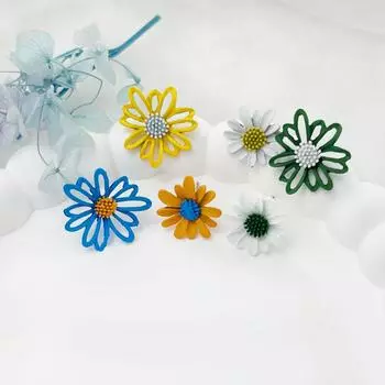 SIMJOO Серьги-цветы Серьги-лепестки Дизайн Цветочные шпильки Весенний стиль жёлтый