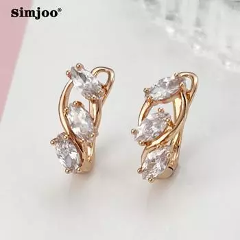 SIMJOO Серьги-гвоздики цвета розового золота с отдельными цирконами и бриллиантами