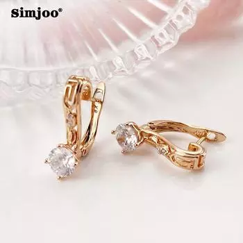 SIMJOO Серьги-гвоздики цвета розового золота со стильными циркониевыми серьгами для женщин