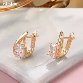 SIMJOO серьги-гвоздики из розового золота, стильные стильные вечерние серьги с цирконием для женщин