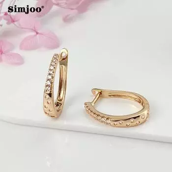 SIMJOO Серьги-гвоздики с цирконом, модные серьги с геометрией из розового золота