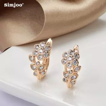 SIMJOO серьги из розового золота, модные индивидуальные серьги с маленьким цветком и крошечным цирконием