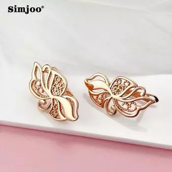 SIMJOO Серьги из розового золота, резные женские серьги простого дизайна