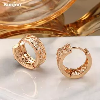 SIMJOO серьги из розового золота с цирконом для женщин, модные серьги с австрийским цирконом в виде креста с индивидуальным дизайном