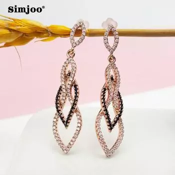 SIMJOO Серьги из розового золота Серьги-капли Стильные простые серьги с цирконом