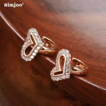 SIMJOO серьги из розового золота в простом стиле с цирконом для женщин, модные серьги «Сладкая любовь»