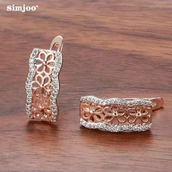SIMJOO Серьги модного дизайна с цирконом из розового золота