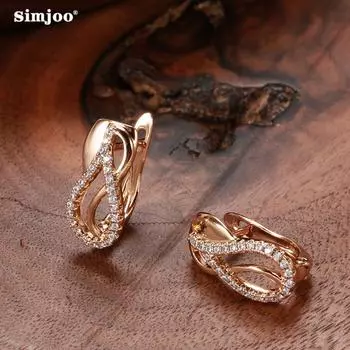 SIMJOO серьги с цирконием для женщин, модный дизайн, серьги с полым цирконом
