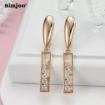 SIMJOO серьги с цирконием для женщин, модные прямоугольные серьги цвета розового золота