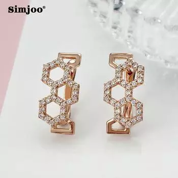 SIMJOO серьги с цирконием для женщин, модные атмосферные шестиугольные серьги
