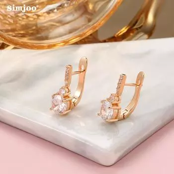 SIMJOO серьги с цирконием, женские модные темпераментные серьги с простым дизайном, большие серьги с цирконом
