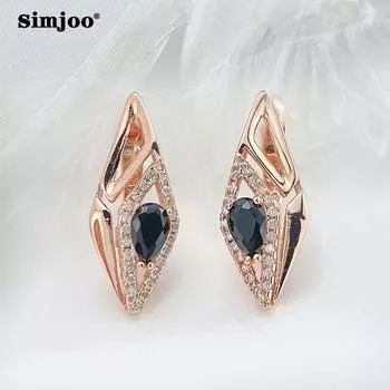 SIMJOO Серьги с цирконом для женщин Европы и Америки INS Ethos Fashion Personality Серьги из розового золота 585 пробы