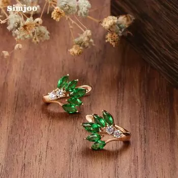 SIMJOO серьги с цирконом из розового золота, серьги с цирконом из свежей травы и зеленого цвета для женщин
