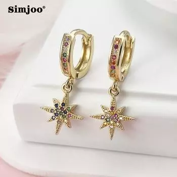 SIMJOO Серьги с цветным цирконом уникального дизайна