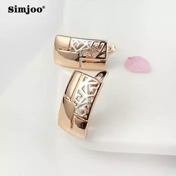 SIMJOO Серьги с полой гравировкой в стиле поп из розового золота