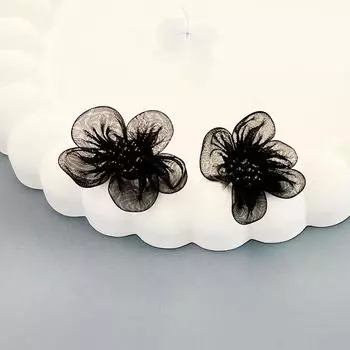 SIMJOO серебряные иглы, черные серьги с цветком, женственные нишевые дизайнерские кружевные серьги, модные простые серьги в стиле ретро
