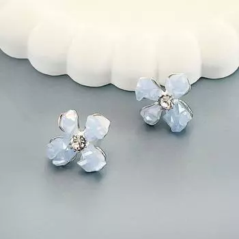 SIMJOO Синие кристальные модные легкие роскошные цветочные серьги женские новые тенденции передовое чувство свежих сережек