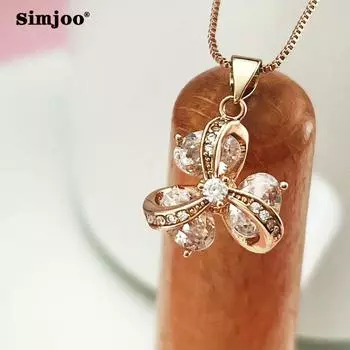 SIMJOO стильное циркониевое ожерелье, креативное ожерелье из розового золота с вихревым цветком для женщин