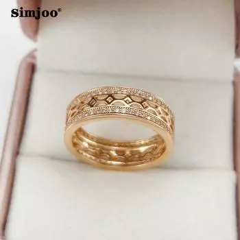 SIMJOO стильное кольцо цвета розового золота с цирконом, персонализированные свадебные украшения 6