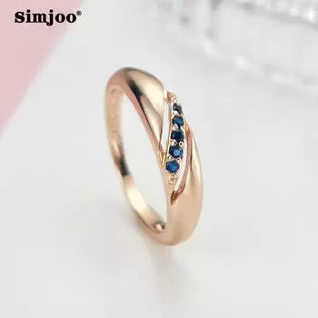 SIMJOO Стильное кольцо с цирконом, простой дизайн, сапфировое кольцо 6