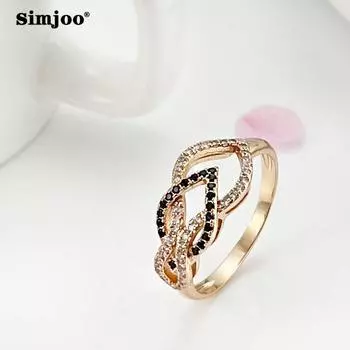 SIMJOO Стильное женское кольцо из розового золота с цирконом 6