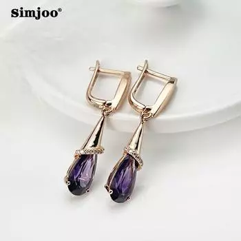 SIMJOO Стильные длинные серьги с цирконом в форме капли воды, ювелирные изделия для пожилых людей