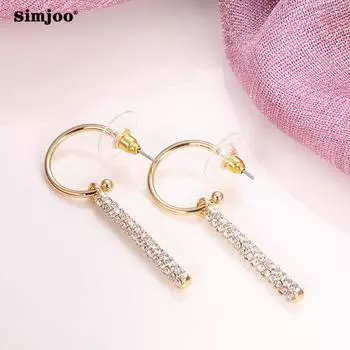 SIMJOO Стильные длинные серьги с цирконом и изысканной кисточкой, высокое качество