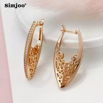 SIMJOO Стильные ретро-серьги с геометрическим узором и цирконием