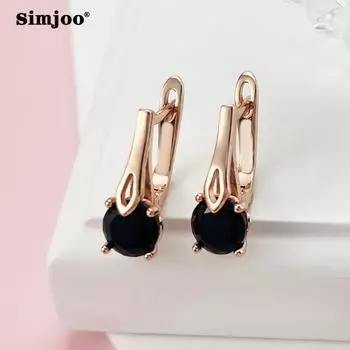 SIMJOO Стильные романтические серьги с черным цирконом