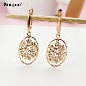 SIMJOO Стильные серьги из розового золота с цирконом и минималистичными колокольчиками