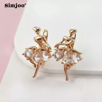 SIMJOO Стильные серьги-капельки с синим цирконом и застежкой для балерин индивидуального дизайна белый