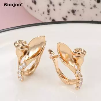 SIMJOO Стильные серьги с цирконом и персонализированным розовым кристаллом