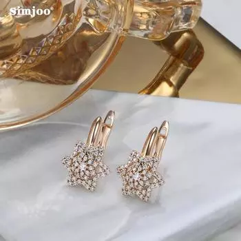 SIMJOO Стильные серьги с цирконом из розового золота и минималистичные серьги с австрийскими кристаллами