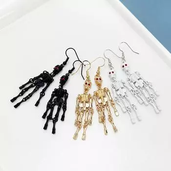 SIMJOO Темные серьги с черепом, женские серьги в стиле панк с вырезом и призраком, серьги со скелетом, серьги на Хэллоуин золотой