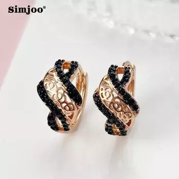 SIMJOO темперамент двухцветный циркон модные простые полые серьги с цветочной геометрией для женщин