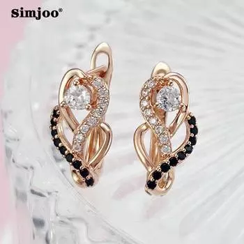 SIMJOO темперамент, простые серьги с цирконом, модные черно-белые украшения с цирконом