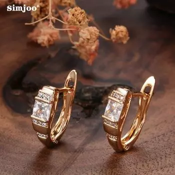 SIMJOO темперамент, простые серьги с цирконом, модные темпераментные серьги с квадратной пряжкой для женщин