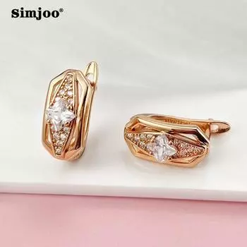 SIMJOO темпераментные простые серьги с цирконом, модные серьги с полыми бриллиантами и кристаллами для женщин