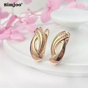SIMJOO темпераментные серьги с цирконом женские розовое золото циркон геометрические серьги ювелирные изделия