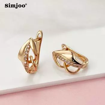 SIMJOO Темпераментные серьги Серьги с геометрическим узором из розового золота и циркона
